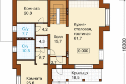 План первого этажа кирпичного дома