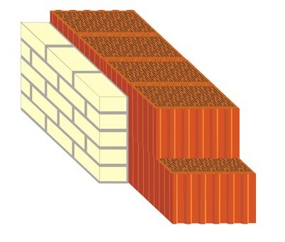 Стена из силикатного и обычного кирпича